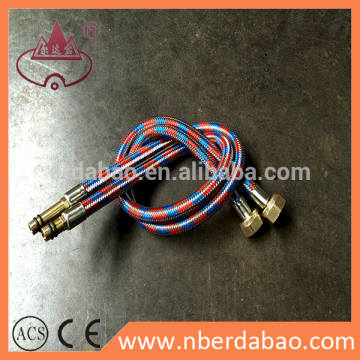 knurled brass nut 304 braided faucet hose mixed with red blue nylon hose