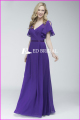 CE1041 Elegante V-Cuello Cap manga larga púrpura modesta vestidos de dama de honor con mangas