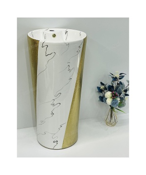 Luxury Golden Round Pedestal Basin Sink