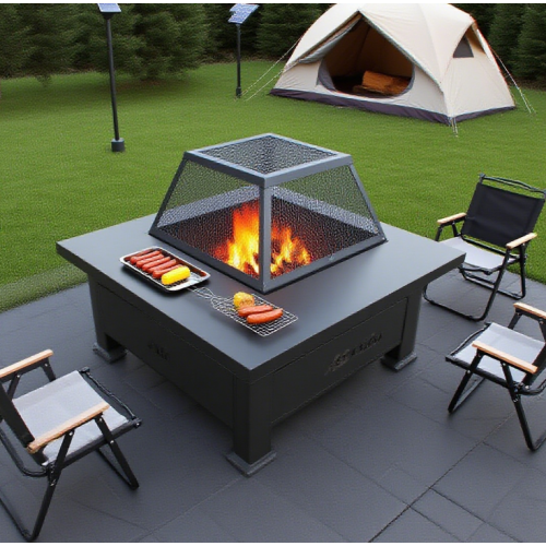 Outdoor Iron Fire Pit Square Mesh