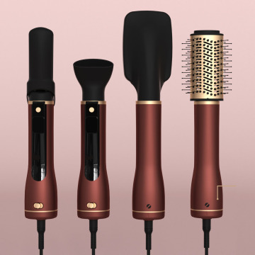 Professional 4 in 1 Styler: Hair Dryer, Straightener, Curler & Hot Air Brush with LED Display