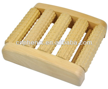 Wood Foot Massager 5 Rows Wooden Roller Stress Relief Body Massage Relax Feet