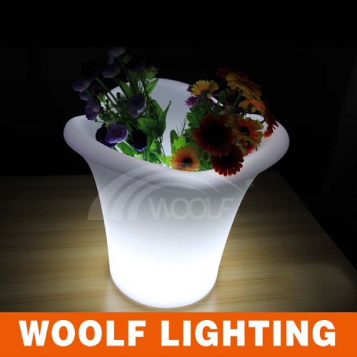 Small White Plastic Lighted Outdoor Flower Pots