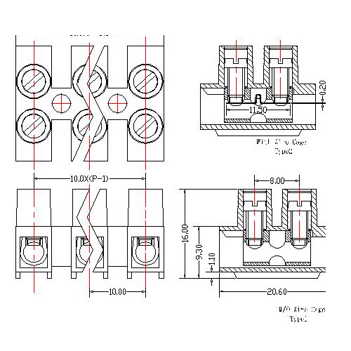 AT801-10.0XXXX-A Feed Through Terminal Block Pitch10.0 mm 