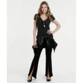 Women's Irregular leg hem opening slim trousers