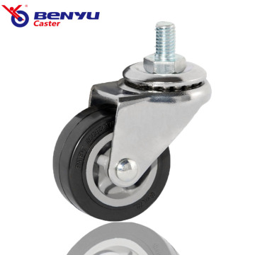 Threaded Stem Swivel Wheel Black Silent Polyurethane Casters