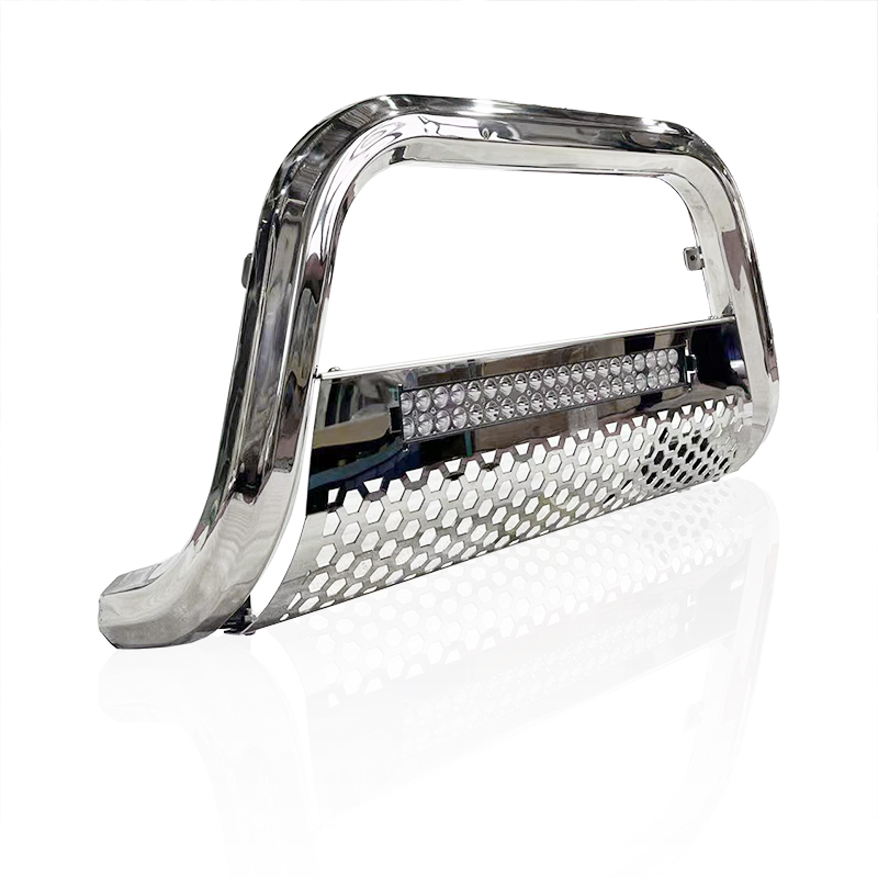 Octagon tube stainless steel front bumper with light