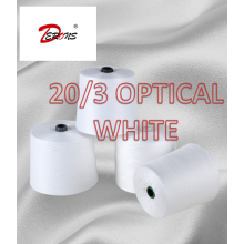 100% 폴리에스터 원사 20/3 OPTICAL WHITE