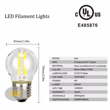 warm white g45 led lighting bulb