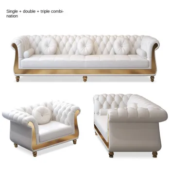 Modern Light Luxury Leather Sofa Set - Promotional Double Three-seater Synthetics