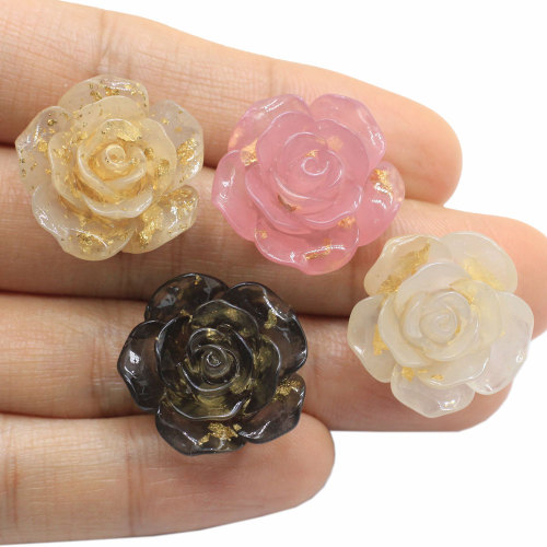 23mm Transparent Color Flower Beads No Hole Fashion Hair Ties Hairpins Making Accessory