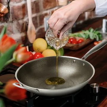 Restaurant three layer stainless steel kitchen food cooking honeycomb wok heat evenly stainless steel wok