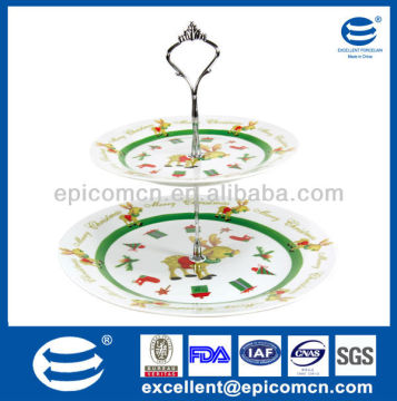 2 layers porcelain cake stand of double-deck plate