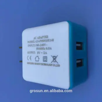 Manufacturer CE/GS/UL/FCC Approved Dual USB Charger 5V 2A Wall Portable Charger with EU/UK/US/Aus Plug