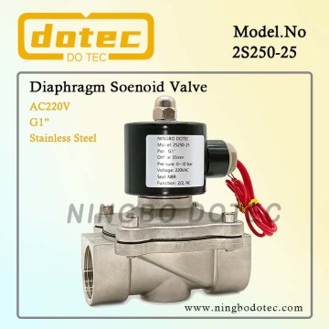 2S250-25 SUW-25 1" 2 Way Diaphragm Stainless Steel Solenoid Water Valve 24VDC 220VAC