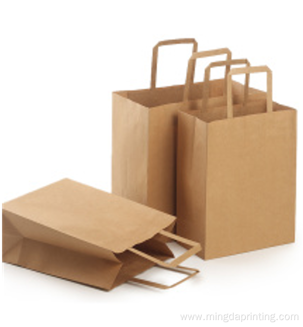 Customized size take-out kraft paper bag with handle