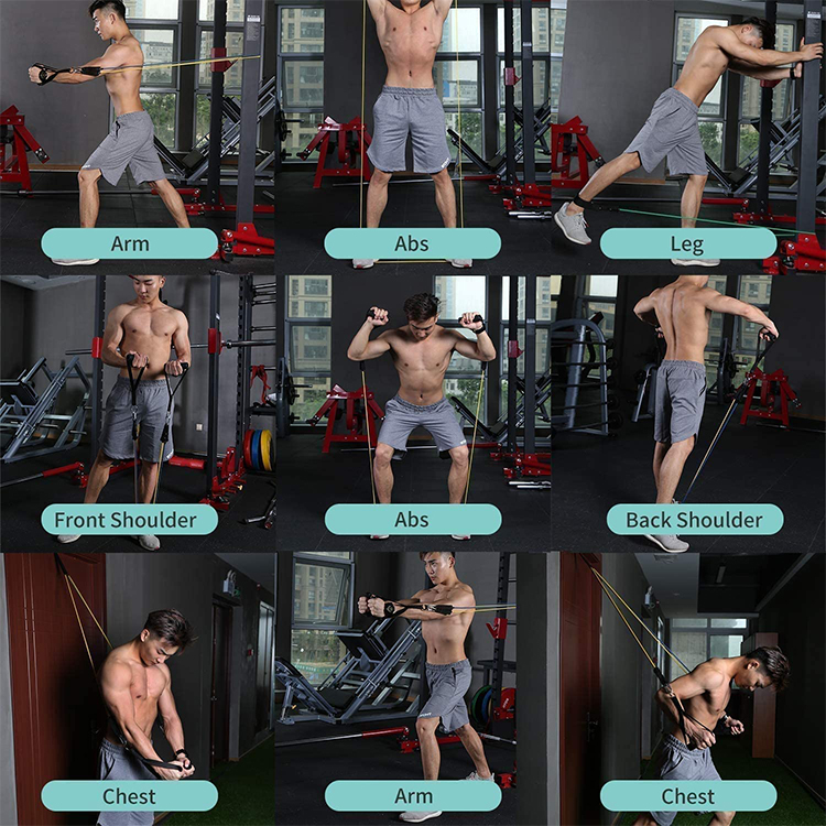 thumbnail image 2 of 11 PC Resistance Bands Set With Pull Rope - Home Gym Fitness Workout Crossfit Yoga 2 of 2