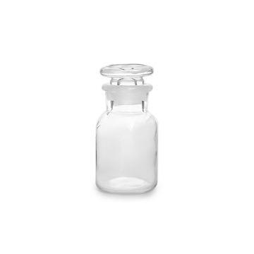 Laboratory clear glass reagent bottle with glass lid