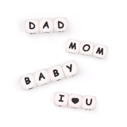 10mm Pacifier Clip Letter Silicone Beads