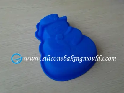 Christmas Snow Man Nonstick Blue Silicone Cake Mould For Cupcakes