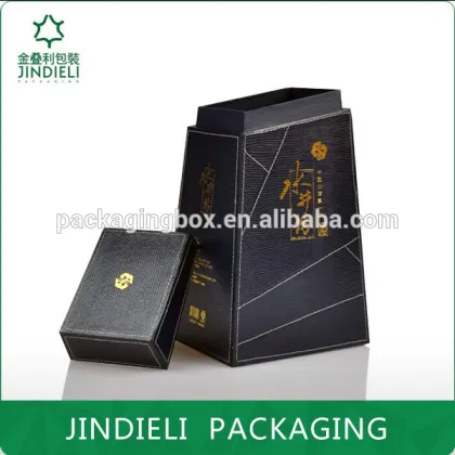 Black leather trapezoid white spirit packaging box