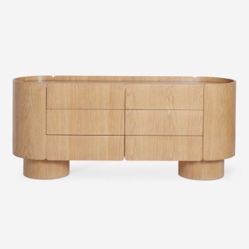 Mid-Century Modern Wood Sideboard with Log Color Storage for Luxury Kitchens
