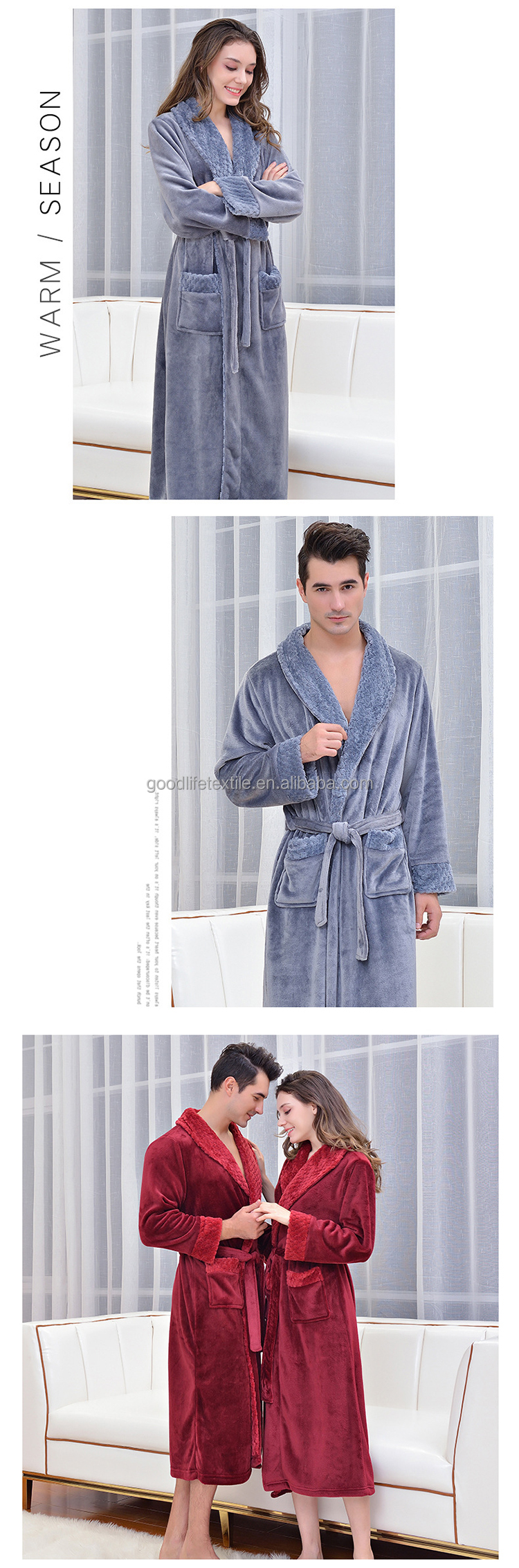 Luxury Custom Solid Home Clothes Women Bathrobe