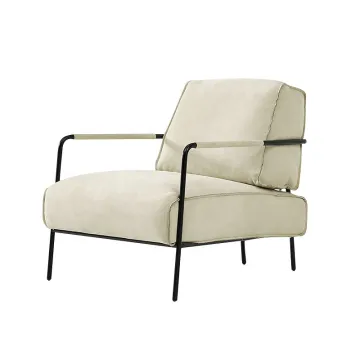 Modern Italian Design Relax Armchair: Stainless Steel & Fabric Single Sofa Chair
