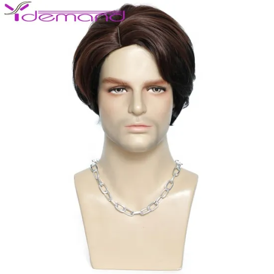 Wholesale Synthetic Handsome Short  Wig Y Demand Synthetic Hair Full Replacement Hair Daily Wigs Men