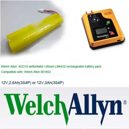 Welch Allyn Aed10 Defibrillator Lithium Limno2 Rechargeable Battery Pack