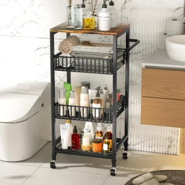 Kitchen Storage Solutions: 4-Tier Metal Frame Wooden Shelf Cart for Dining Room and Beyond