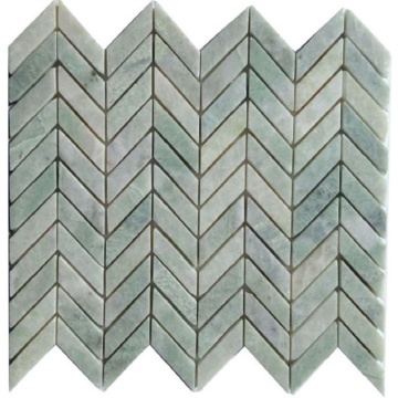Ming Green Marble Mosaic Fish Bone Pattern Natural Stone Wall Cladding