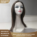 Коричневый прямой парик на шнуровке средней длины с мелированием