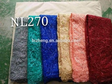 African French tulle lace fabric beads embroidery fabrics