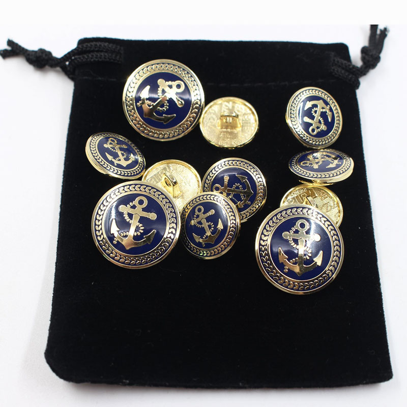 Vintage Golden Blue Metal Blazer Button Set Bags
