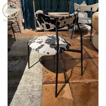 Leather Covered Dining Chair with Metal Legs for Modern Hotel and Home