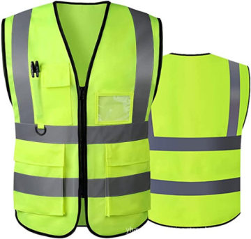 High Visibility Reflective Vest with Pockets and Zipper - ANSI/ISEA Compliant
