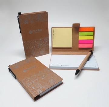 Factory Direct Sticky Notebook Set w/ Recycled Pen