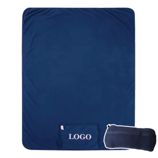 High Quality Customized Easy To Carry Travel Blanket With Bag Pouch Travel Blanket Custom Logo Polar Fleece Blanket