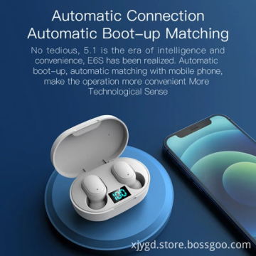 IPX4 Waterproof E6S Wireless Bluetooth Earbuds TWS Headphone with Mic for All Mobile Phones