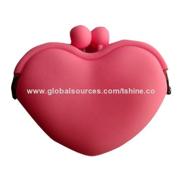 Heart Silicone Wallet, ODM/OEM Designs are Welcome, Various Colors are Available