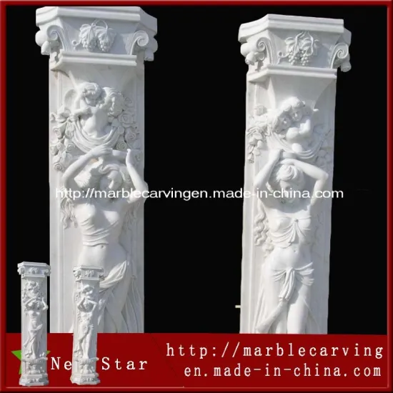 Hand Carved Decorative Modern Outdoor Stone Column