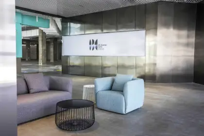 Fully Upholstered Barrel Curved Back Accent Hotel Lobby Sofa