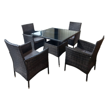 Black PE rattan KD patio dining ensemble