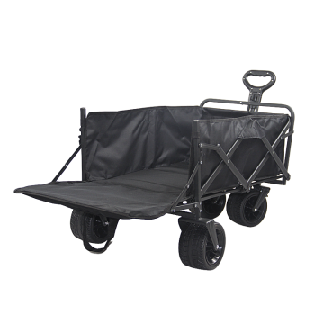 Outdoor Large Capacity Black Beach Wagon with Rear Opening, 350kgs Load, Foldable and Suitable for Baby Carrying, Ideal for Picnics, Camping & Utility Purposes