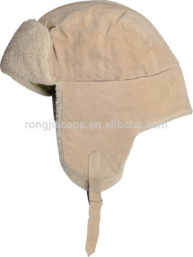 Leather winter cap with embroidery