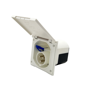 16A 240V Caravan Mains Flush Fit Hook Up Plug Socket Inlet IP44 UV-Stable Plastic