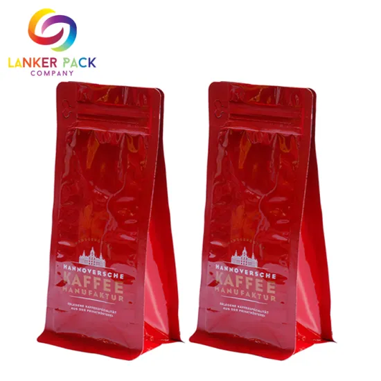 Custom Design Flat Bottom Ziplock Bag For Coffee