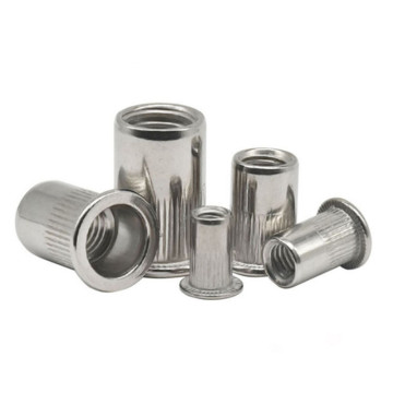 Stainless Steel Rivnut SS304 SS316: Flat Head, Knurled Body, Threaded Flange, Removable Rivet Nuts - Blind & Through Bolts