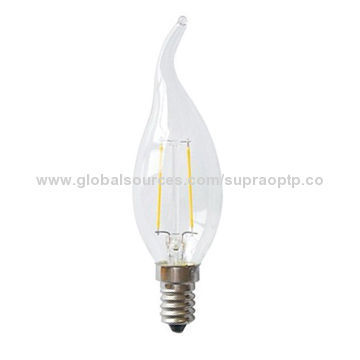 C35 2W Filament LED Candle Light, CE and EMC Certified, RoHS Directive-compliant